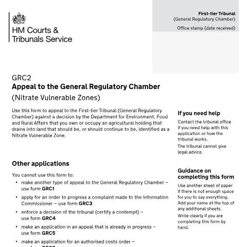 Document preview: Guide to the GRC2 Appeal for Nitrate Vulnerable Zones — Legal & justice