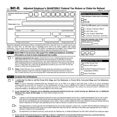 Document preview: Understanding the Importance of IRS Form 941-X — Taxes (CERFA n°941X)