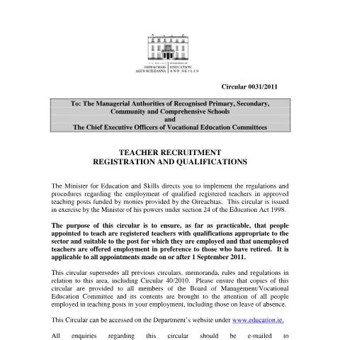 Document preview: Navigating Teacher Registration and Qualifications in Ireland — Work & employment