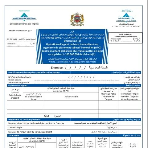 Aperçu du document Déclaration des opérations d’apport de biens immobiliers à un OPCI — Impôts & fiscalité (CERFA n°ADM195B-23I)