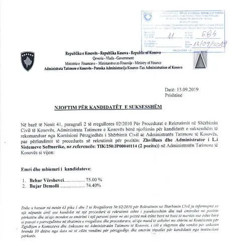 Document preview: Rëndësia e Njoftimit për Kandidatët e Suksesshëm — Punë & punësim