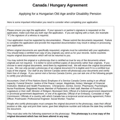 Document preview: Step-by-Step Guide to the Hungary/Canada Pension Application — Health (CERFA n°CA_HU_1_1)