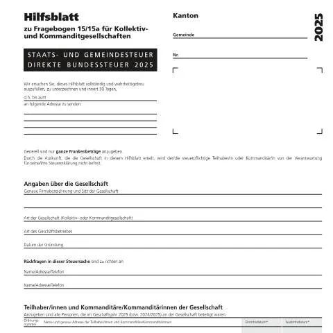 Dokumentvorschau: Hilfsblatt 15c für Gesellschaften 2025 — Steuern (15c)