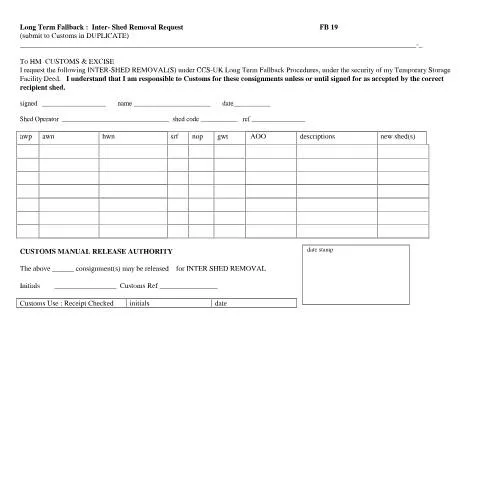 Document preview: Understanding the FB19 Inter-Shed Removal Request in EMCS Fallback — Government & admin