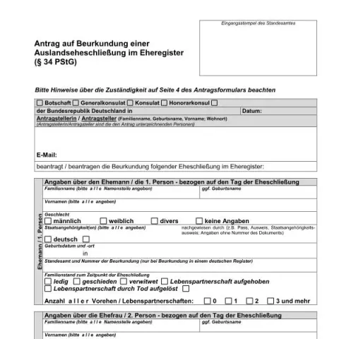 Dokumentvorschau: Antrag auf Beurkundung einer Auslandsehe im Eheregister — Personenstand & Ausweis (nachbeurkundung_ehe_de)