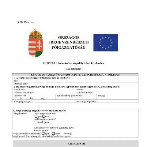 Document preview: A Betétlap jelentősége a tartózkodási engedély kérelmezésénél — Bevándorlás & vízumok