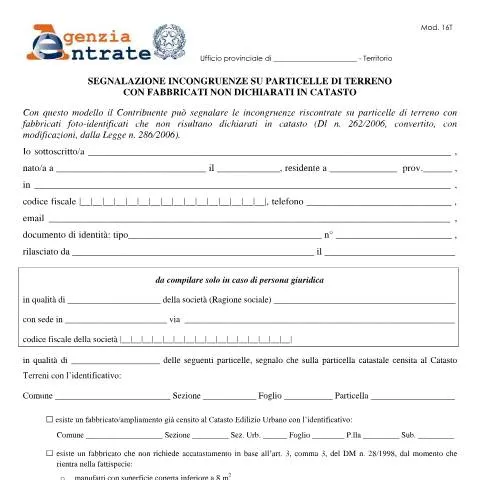 Anteprima documento Introduzione al Modulo di Segnalazione di Fabbricati Non Dichiarati — Immobili e fondiario