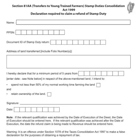 Document preview: Claim Your Stamp Duty Refund with Section 81AA Declaration — Taxes (S81AA Declaration)