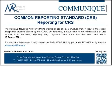Document preview: Understanding the CRS Reporting Deadline Extension — Government & admin (CERFA n°CRS280721)