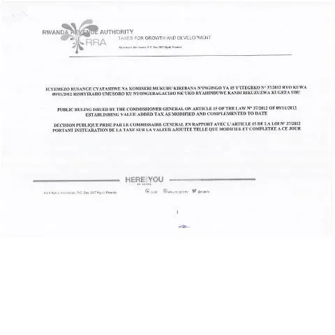 Document preview: Understanding Ruling II: A Vital Document for VAT in Rwanda — Government & admin (CERFA n°rulling_ii)