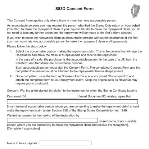 Document preview: How to Complete the S83D Consent Form for Stamp Duty — Taxes (S83D Consent)