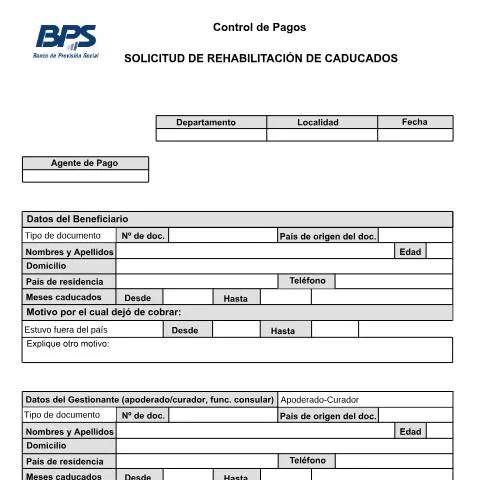 Vista previa del documento Guía para el Formulario de Rehabilitación de Caducados del BPS — Trámites administrativos