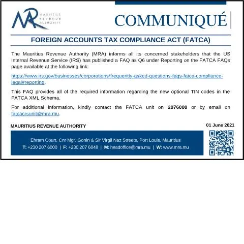 Document preview: Understanding FATCA and Its Impact on Mauritius — Taxes (CERFA n°CommuniqueFATCA010621)