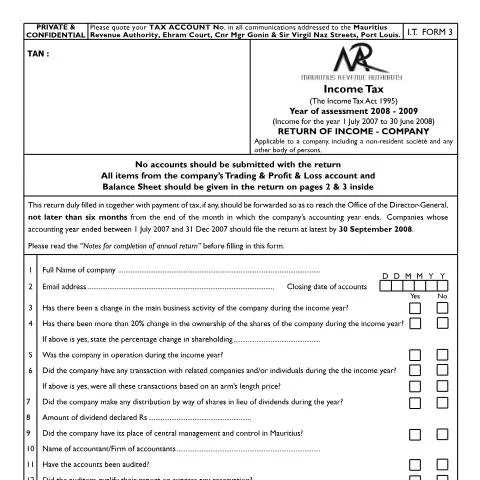 Document preview: Understanding the Importance of I.T Form 3 for Companies — Taxes (companyReturn08)