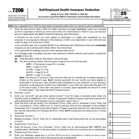 Document preview: A Comprehensive Guide to IRS Form 7206 for Self-Employed Individuals — Taxes (CERFA n°7206)
