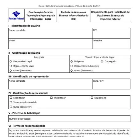 Pré-visualização do documento Habilitação de Usuário nos Sistemas do Comércio Exterior — Trâmites administrativos