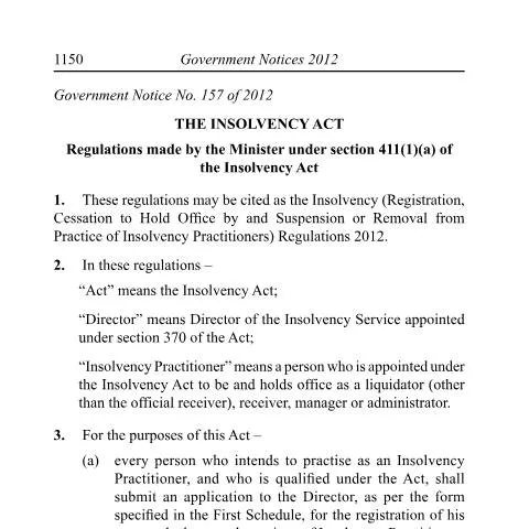 Document preview: Understanding GN No. 157 of 2012 for Effective Insolvency Management — Government & admin (CERFA n°GN-No.-157-of-2012)