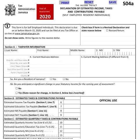 Document preview: Understanding the S04a Blank Form for Self-Employed Residents in — Government & admin (CERFA n°S04a_blank_27122019)