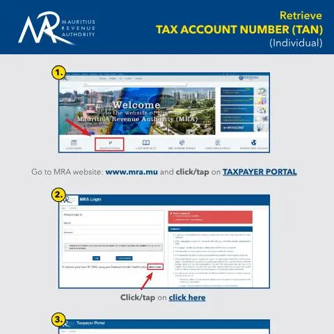 Document preview: Steps to Retrieve Your Tax Account Number (TAN) — Taxes (RetrivalOfTAN-Individual)