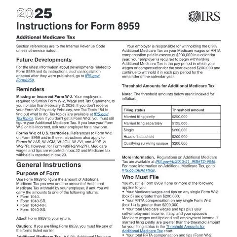 Document preview: Understanding IRS Instructions i8959 for Taxpayers — Taxes (CERFA n°INST-8959)