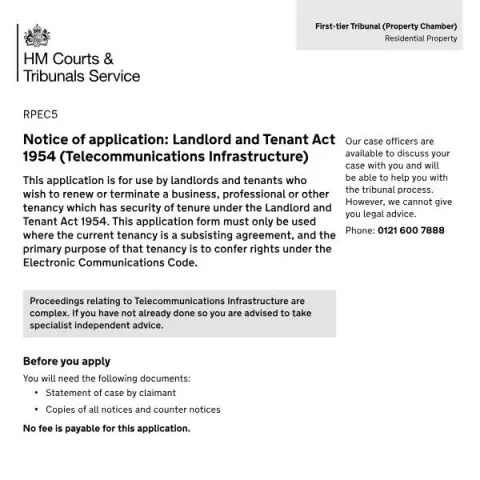 Document preview: Understanding the RPEC5 Notice of Application for Telecom — Legal & justice (RPEC5)