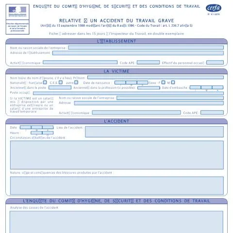 Aperçu du document Procédure d'enquête CHSCT suite à un accident du travail grave — Démarches administratives (CERFA n°12758*01)