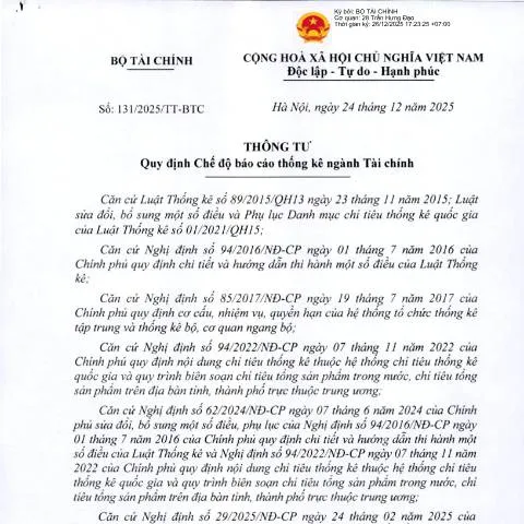 Document preview: Thông Tư 131/2025/TT-BTC: Chìa Khóa Quản Lý Tài Chính — Thuế & tài chính (CERFA n°131/2025/TT-BTC)