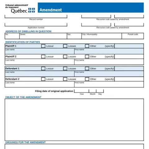 Document preview: Guide to the TAL-049A-E Amendment Form for the Tribunal administratif — Housing (TAL-049A-E)