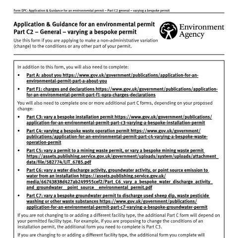 Document preview: Environmental Permit Part C2 Variation: Complete Application Guide — Environment & energy
