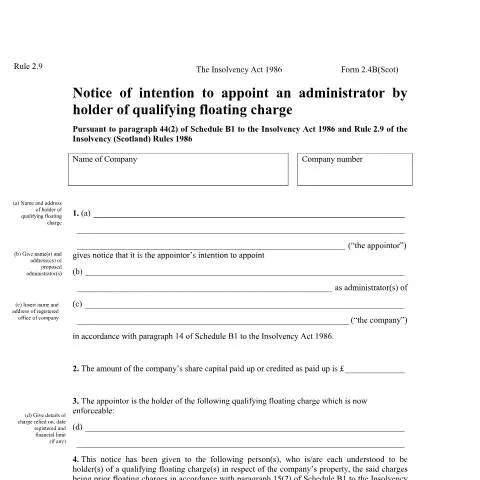 Document preview: Understanding Form 2.4B for Corporate Insolvency in Scotland — Government & admin