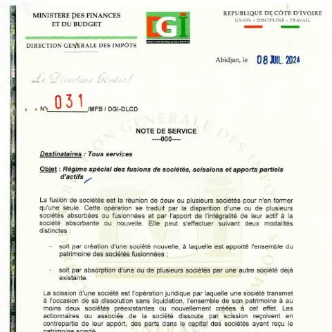 Aperçu du document Comprendre la Note de Service 0031 0001 sur les opérations — Démarches administratives