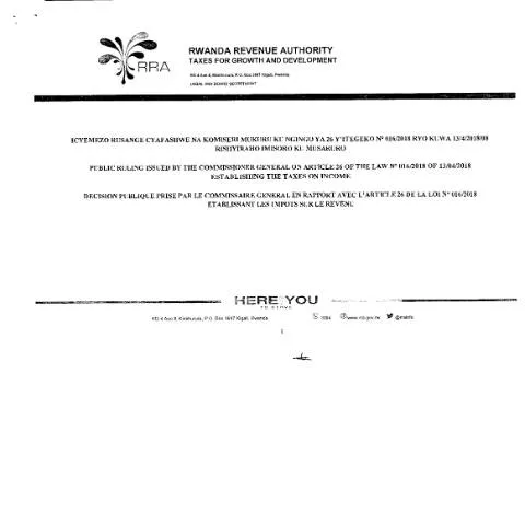 Document preview: Understanding the Ruling on Article 26 of Rwanda's Income Tax Law — Taxes (CERFA n°cg_ruling_on_article_26_of_the_law_on_income_tax-rotated)