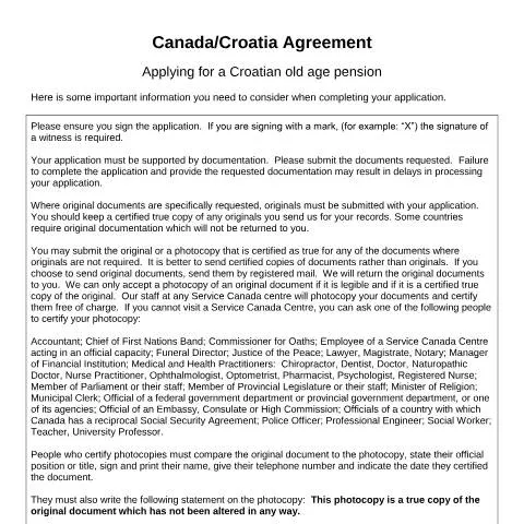 Document preview: Understanding Your Croatian Old Age Pension Application — Health (CERFA n°CAN_HR_1)
