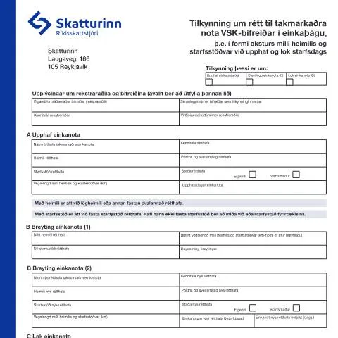 Document preview: Réttur til takmarkaðra nota VSK-bifreiðar í einkaþágu — Skattar & fjármál (CERFA n°RSK 10.60)