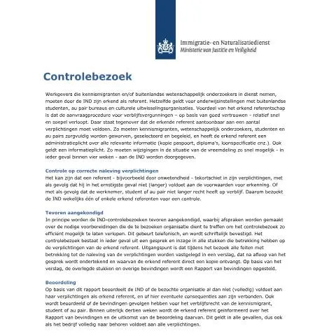 Documentvoorvertoning: De essentie van Controlebezoeken binnen de IND-structuur — Immigratie & visa (CERFA n°3096)