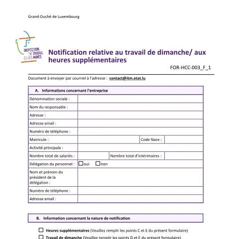 Aperçu du document Comprendre les Règles du Travail Dominical et des Heures — Démarches administratives (CERFA n°FOR-HCC-003-F-1)