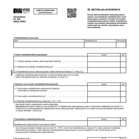 Document preview: Metsälahjavähennys (3046) - Tietoa metsänomistajille — Verot & verotus (CERFA n°Vero 3046)