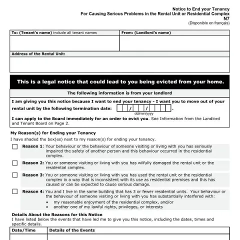 Document preview: Understanding the N7 Notice: Ending a Tenancy for Serious Problems — Housing (N7)
