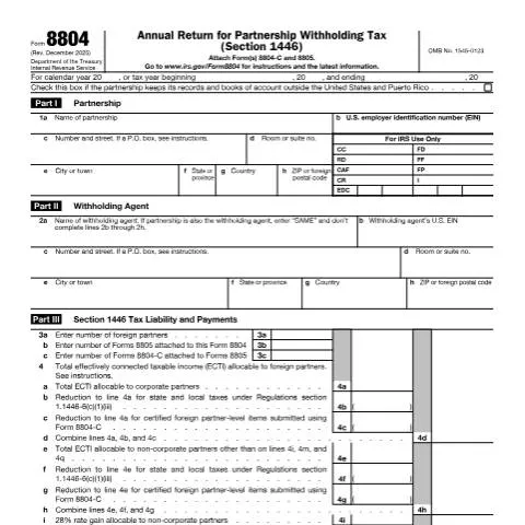 Document preview: Navigating IRS Form 8804: Key Insights for Partnerships — Taxes (CERFA n°8804)
