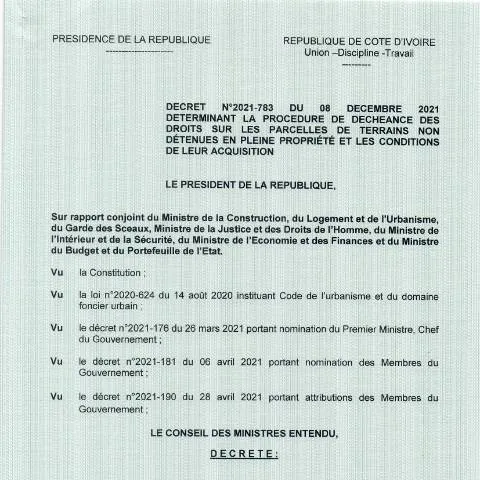 Aperçu du document Procédure de déchéance des droits fonciers urbains — Immobilier & foncier