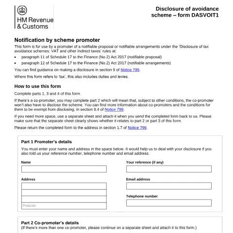 Document preview: Understanding the DASVOIT1 Form in UK Taxation — Taxes