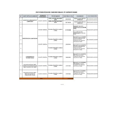 Aperçu du document Analyse de l'État d'Exécution des Marchés Publics en 2021 — Démarches administratives