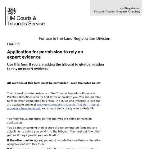 Document preview: Understanding Form LRAPP5 in Land Registration Disputes — Legal & justice