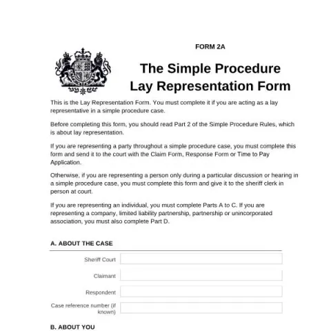 Document preview: Understanding the Scottish Courts and Tribunals Service Lay — Legal & justice (Form 2A)
