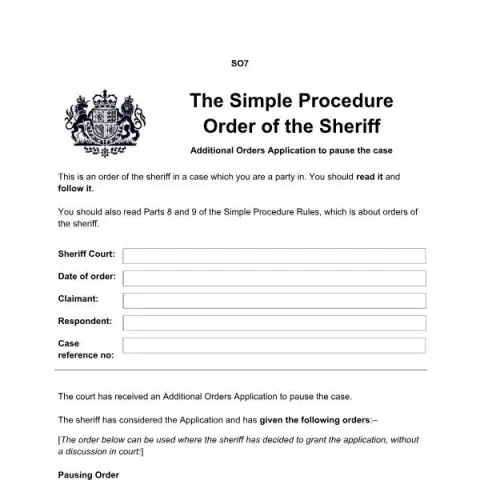Document preview: Understanding the Application to Pause a Case in Scottish Courts — Legal & justice (Standard Order 07 March 2023)