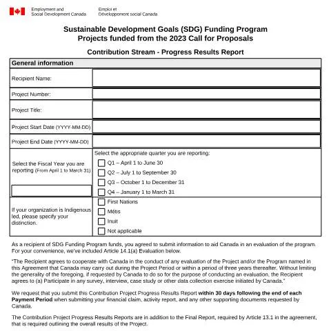 Document preview: Mastering the Contributions Stream Progress Report for SDG Funding — Work & employment (CERFA n°EMP5739)