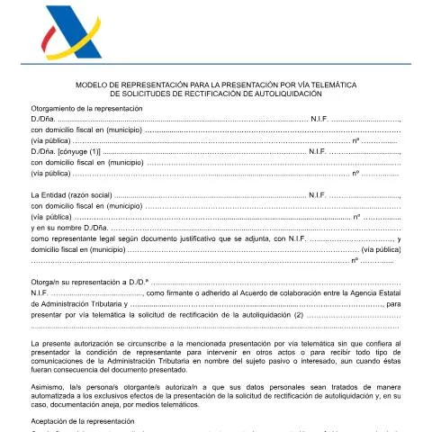 Vista previa del documento Guía del Modelo de Representación para Rectificaciones Fiscales — Trámites administrativos
