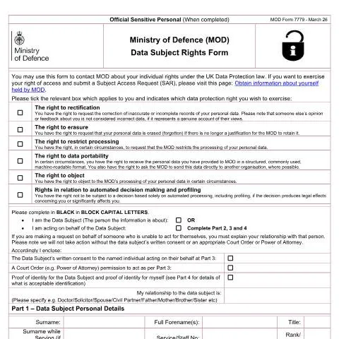 Document preview: Navigating the MOD Data Subject Request Process — Digital & personal data