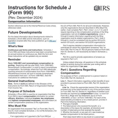 Document preview: Understanding IRS Instructions for Schedule J (Form 990) — Taxes (CERFA n°INST-990SJ)