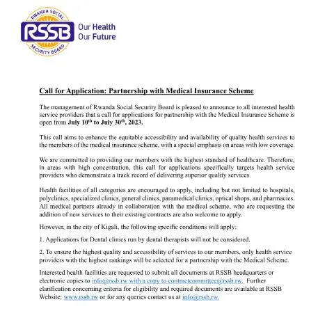 Document preview: Enhance Healthcare Access: Partner with RSSB's Medical Insurance — Government & admin (CERFA n°Call_for_application_partnership_with_medical_insurance_scheme_6a96f191c7)